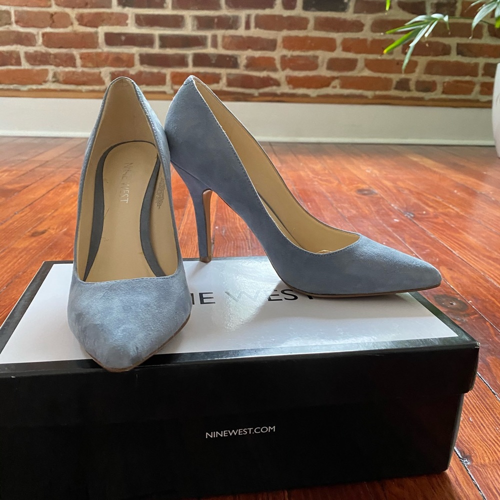 Nine West Suede Blue Heels
